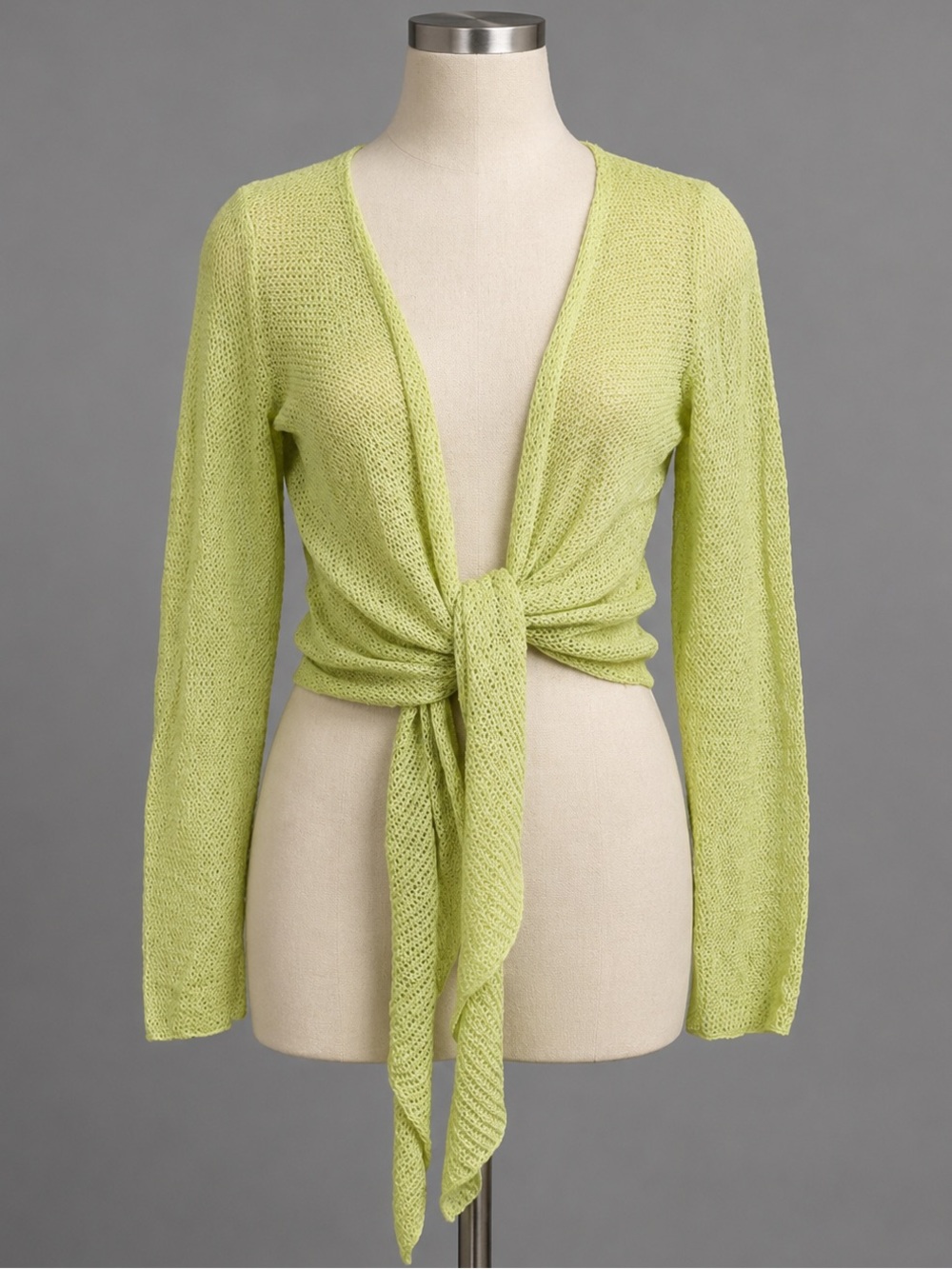 Green Draping Open-Front Layering Jacket Shirt